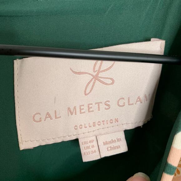 Gal Meets Glam Womens Tiered Midi Dress Tegan Floral Ruched Puff Sleeve Green 4P - Picture 14 of 16